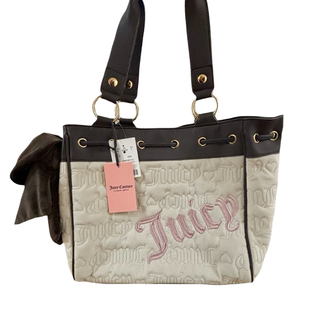 Juicy Couture White and Brown DAYDREAMER Tote